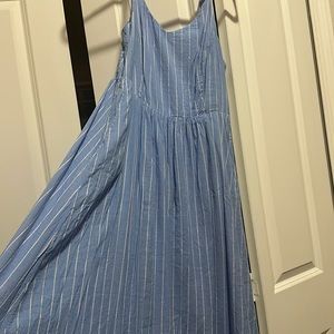 Light blue spaghetti striped dress